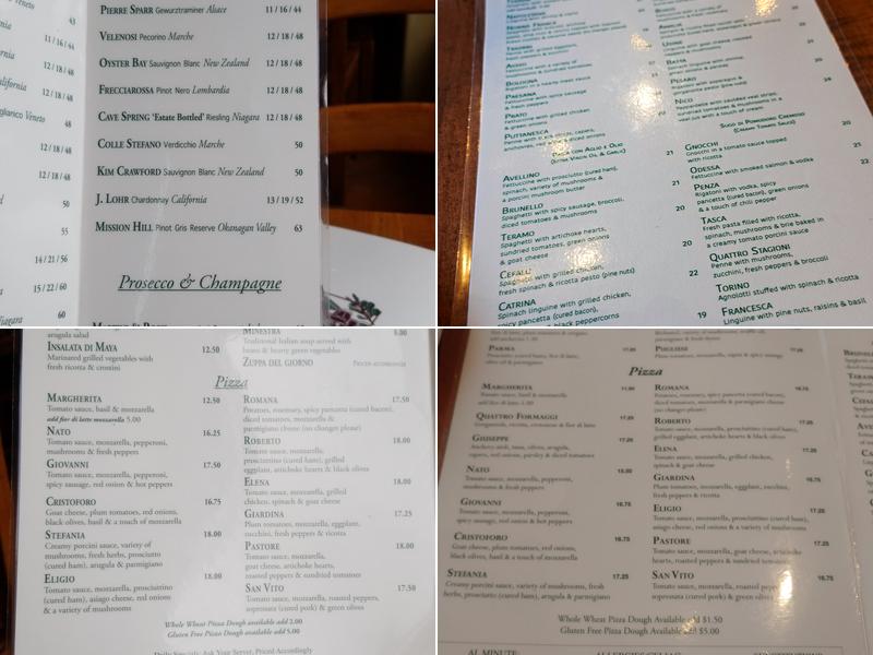 Grazie Ristorante Menu