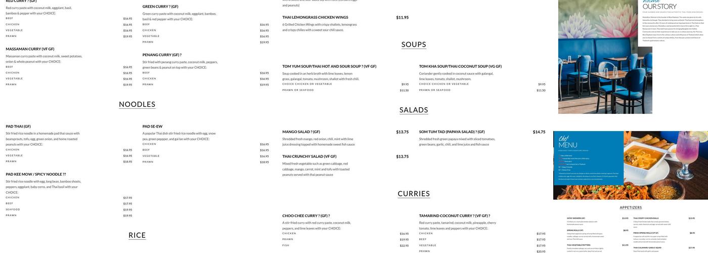 Blue Elephant Thai Restaurant Menu