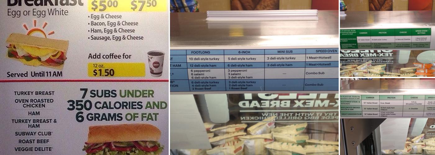 Subway Menu