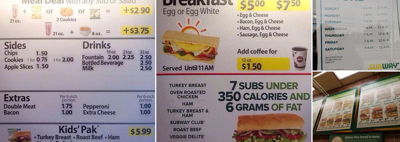 Subway Menu