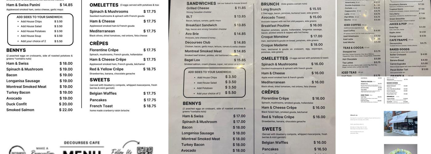 DeCourses Café Menu