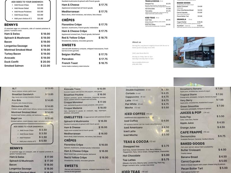 DeCourses Café Menu