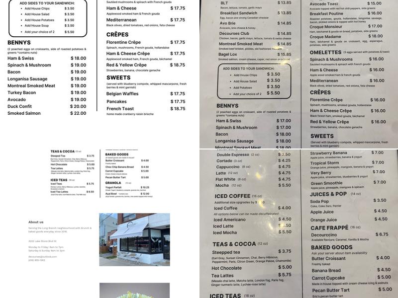 DeCourses Café Menu