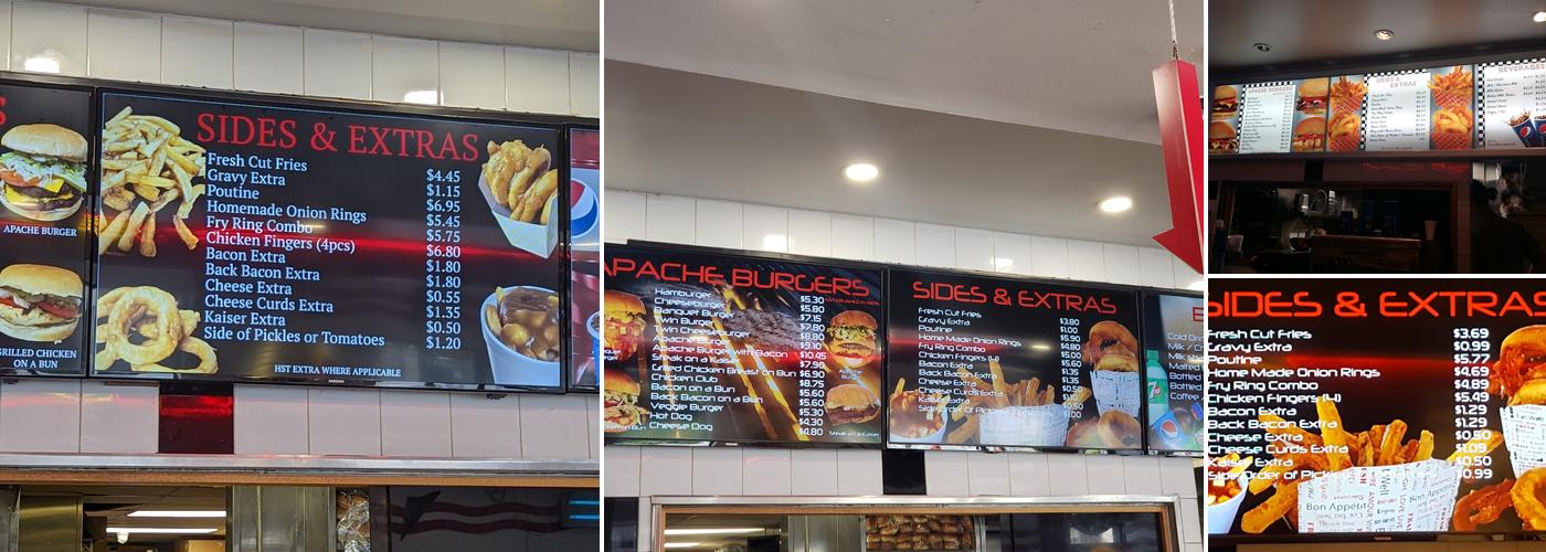Apache Burgers Menu