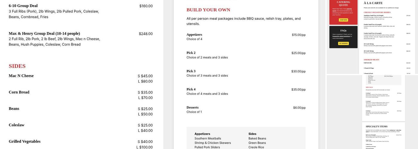 RD's BBQ Menu