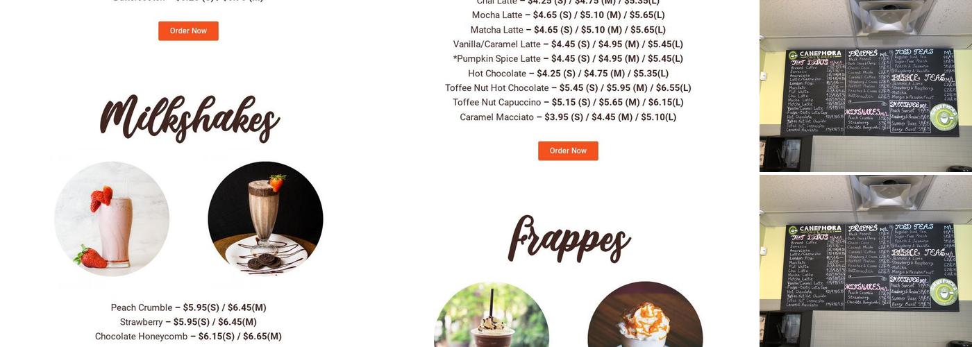 Canephora Cafe & Bakery Menu