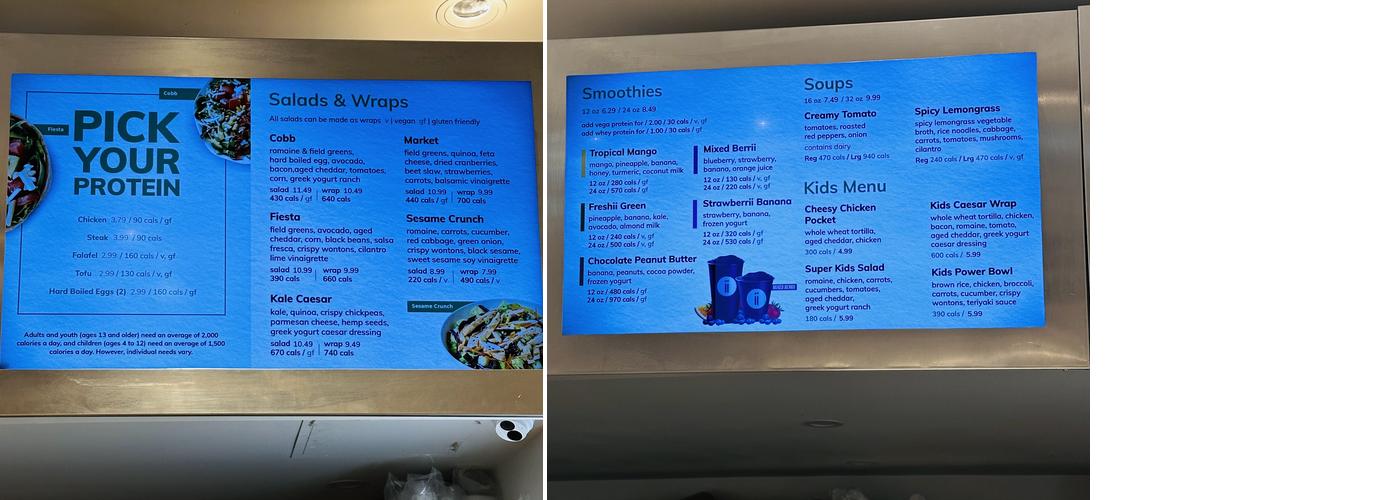 Freshii Menu