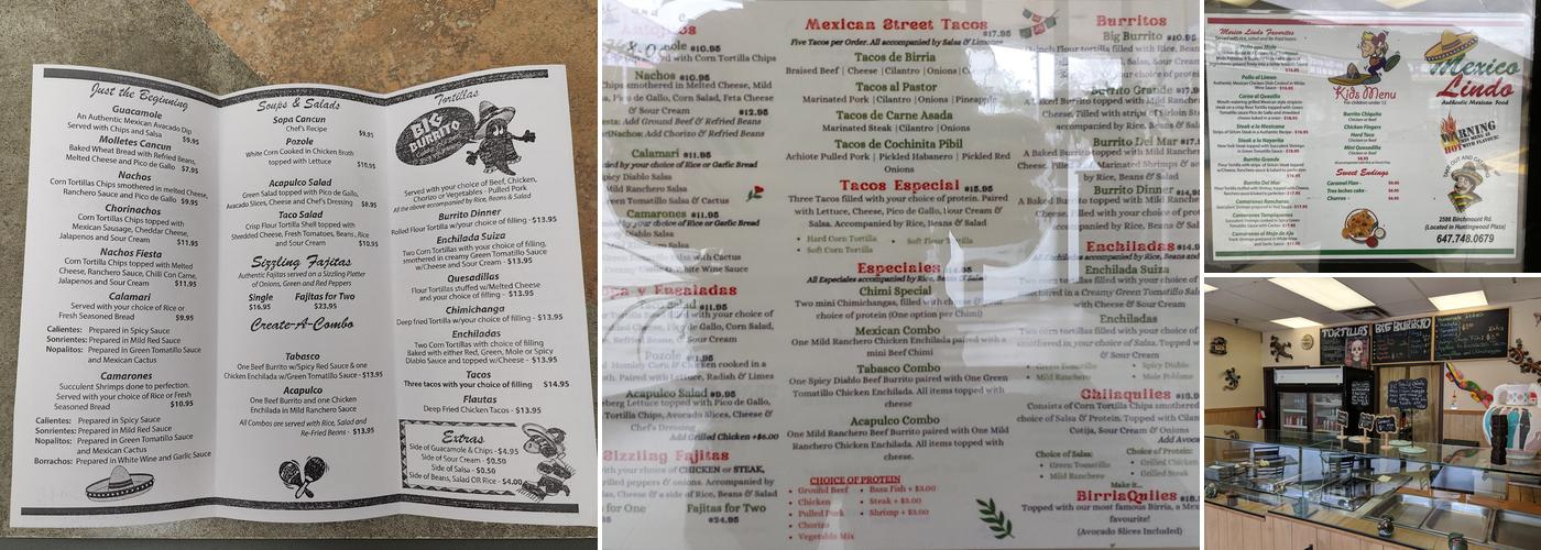 Mexico Lindo Express Menu