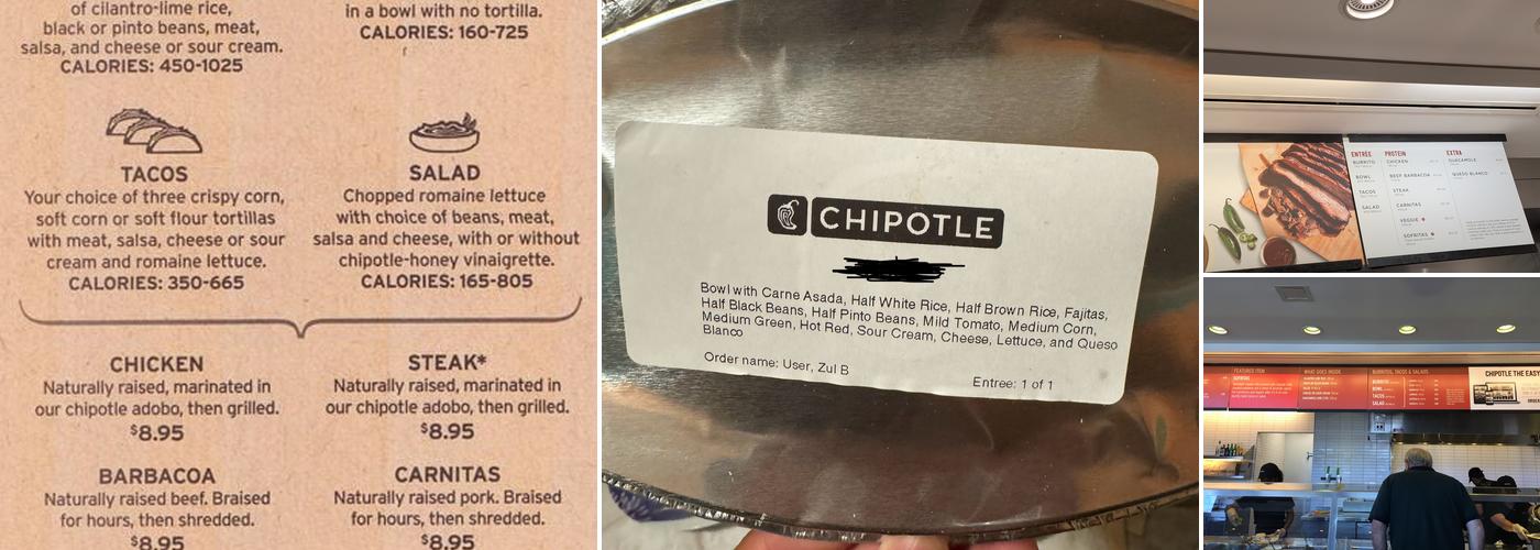 Chipotle Mexican Grill Menu