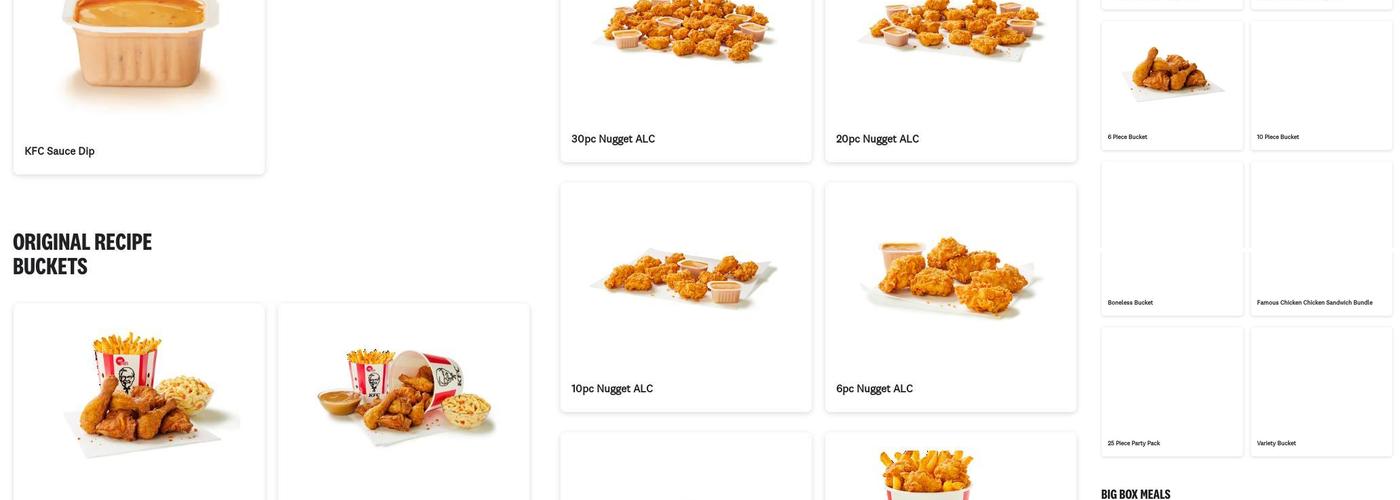 KFC Menu