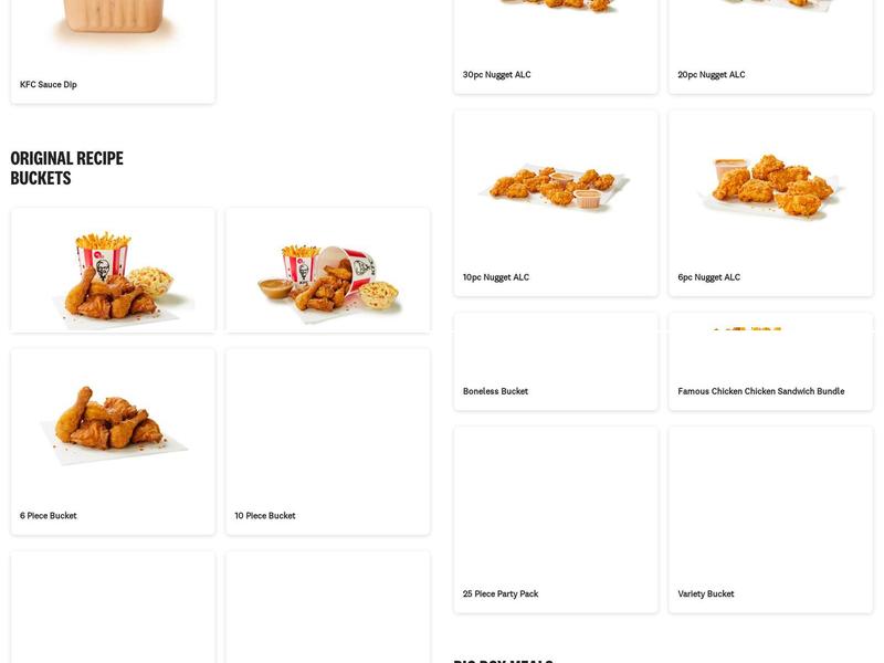 KFC Menu