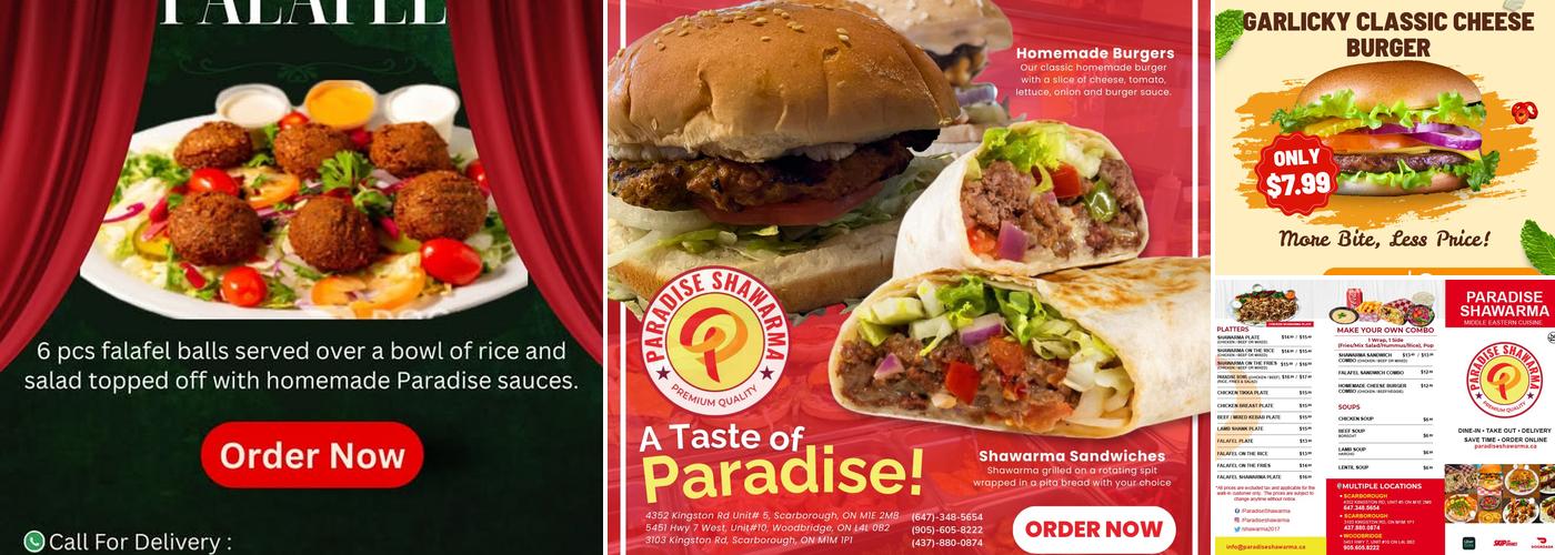 Paradise Shawarma Menu