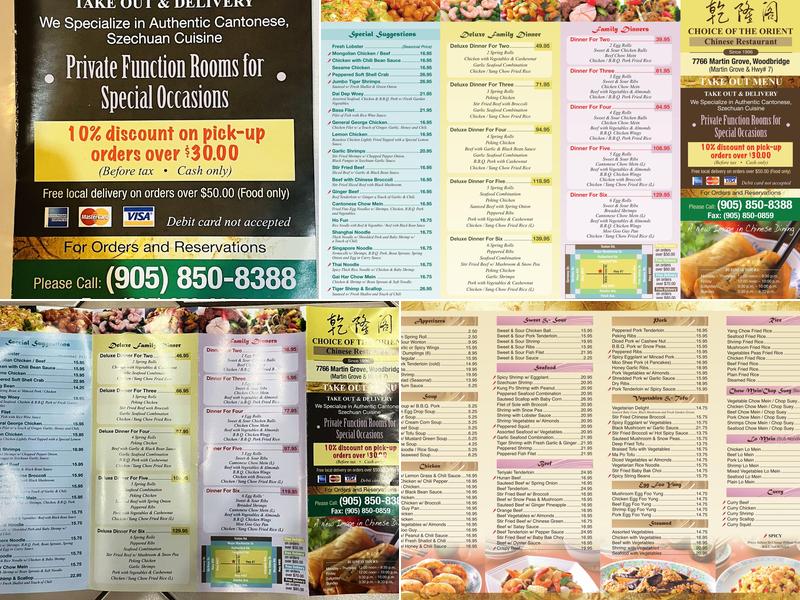 Choice Of The Orient Chinese Restaurant Menu