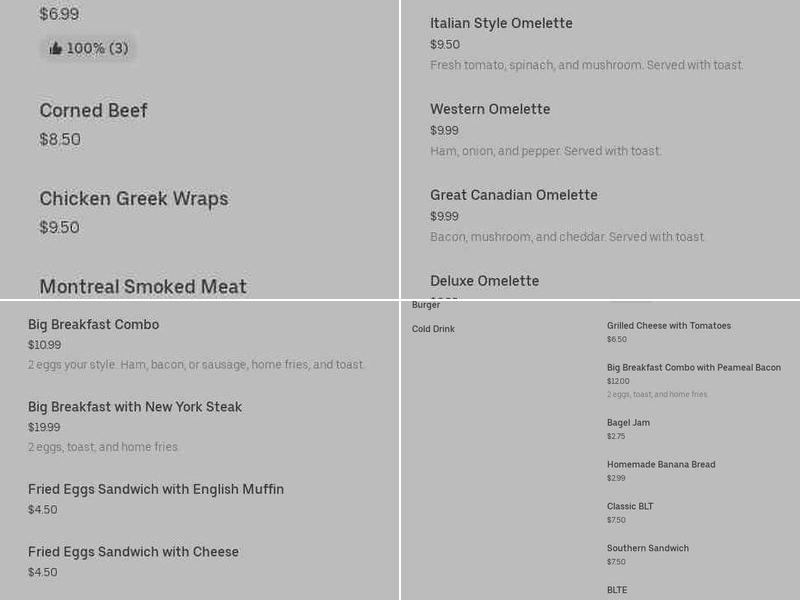 Deluxe Grill and Cafe Menu