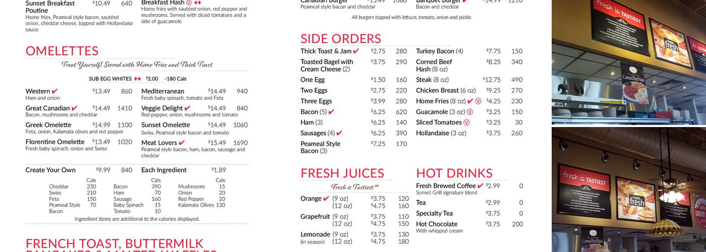 Sunset Grill Menu