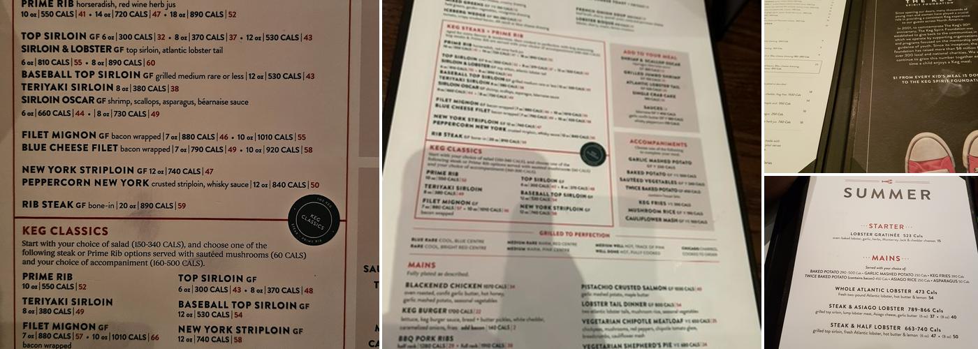 The Keg Steakhouse + Bar - Vaughan Mills Menu