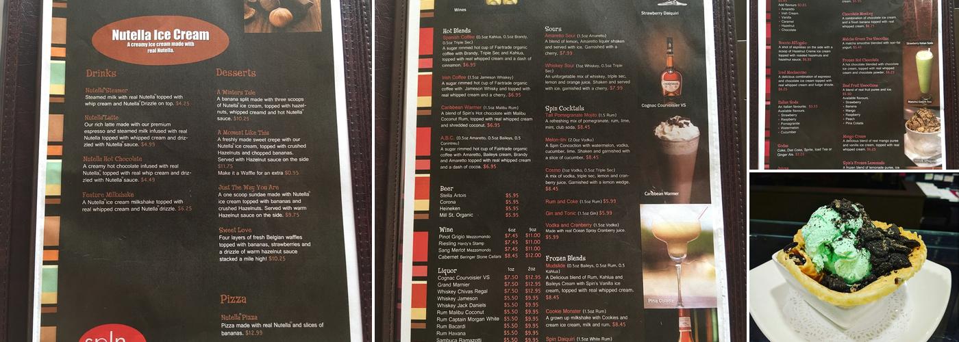 Spin Dessert Cafe Menu
