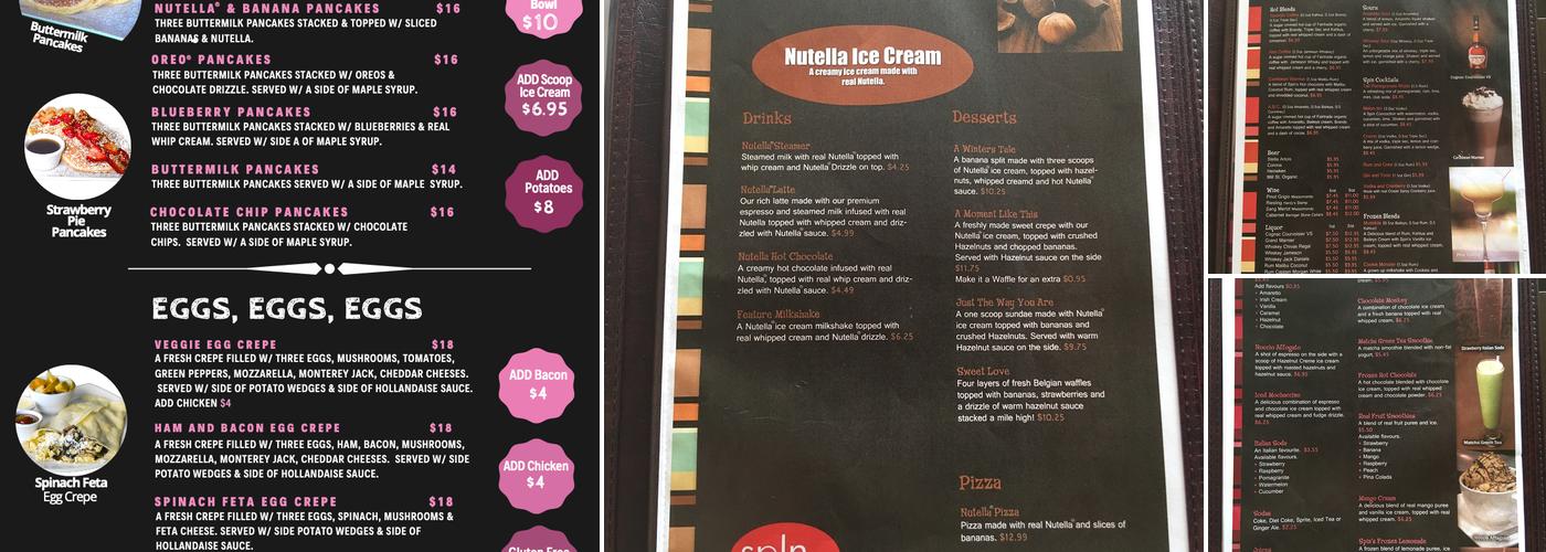 Spin Dessert Cafe Menu