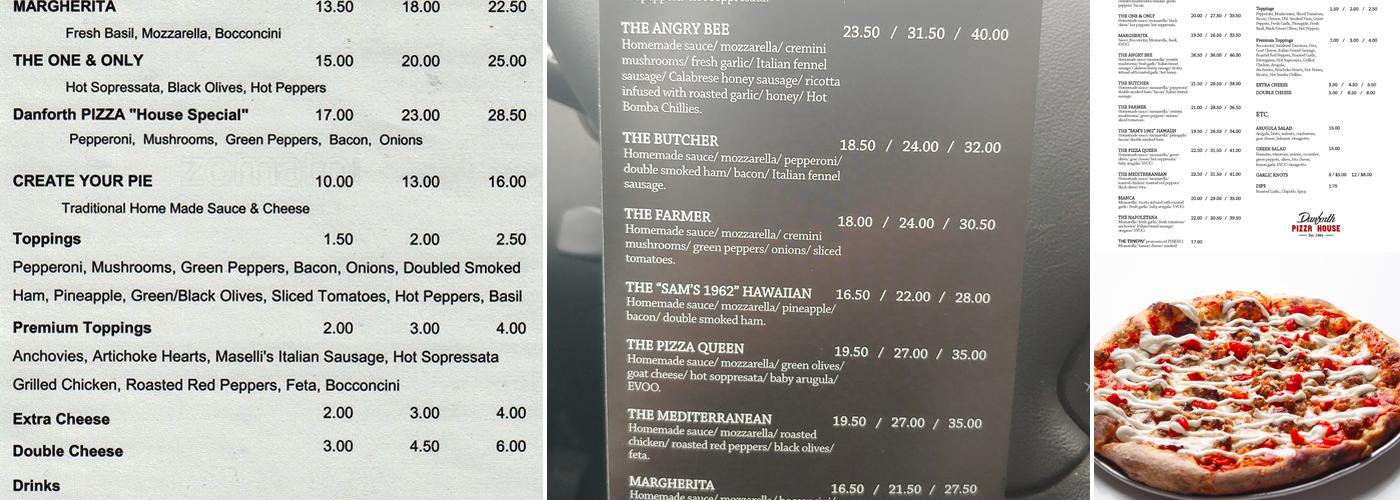 Danforth Pizza House Menu