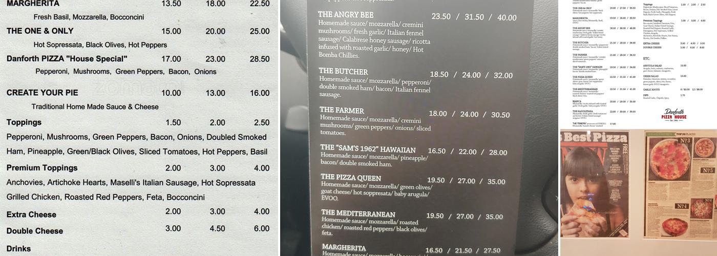 Danforth Pizza House Menu
