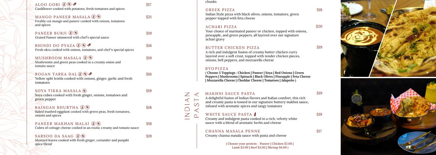 Urban Maharajas Menu