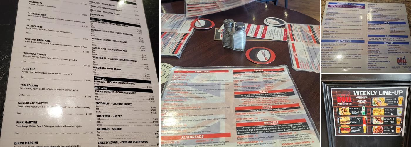 The Bull Pub & Grill Menu