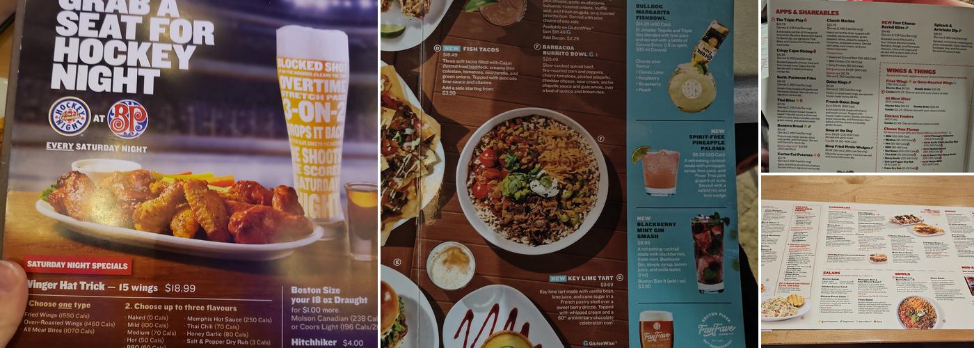 Boston Pizza Menu