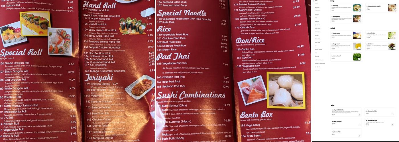 J C Sushi Menu