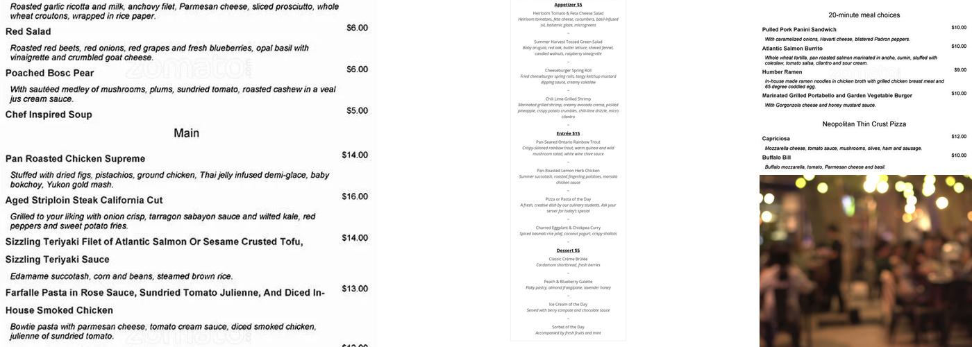 The Humber Room Menu