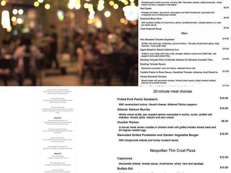 The Humber Room Menu