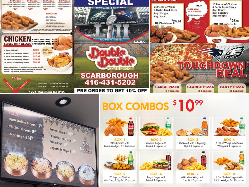 Double Double Pizza & Chicken Menu