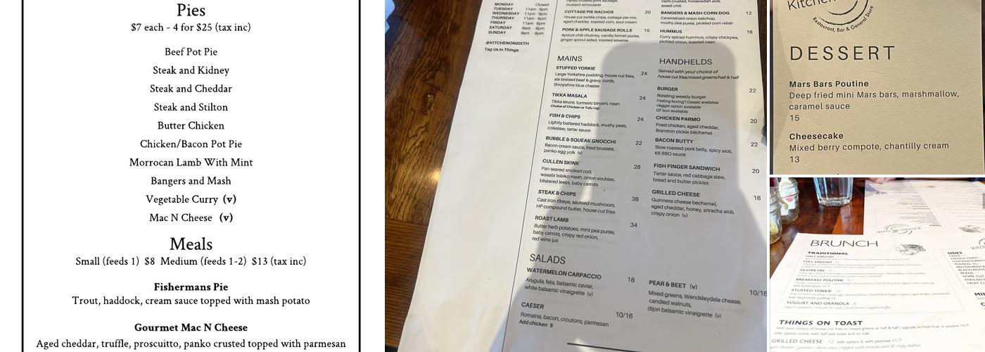 Kitchen On Sixth Menu