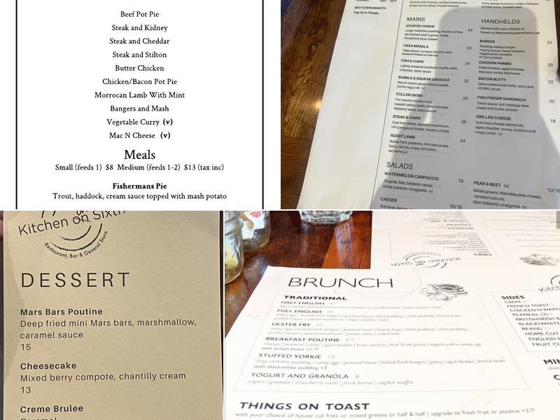 Kitchen On Sixth Menu