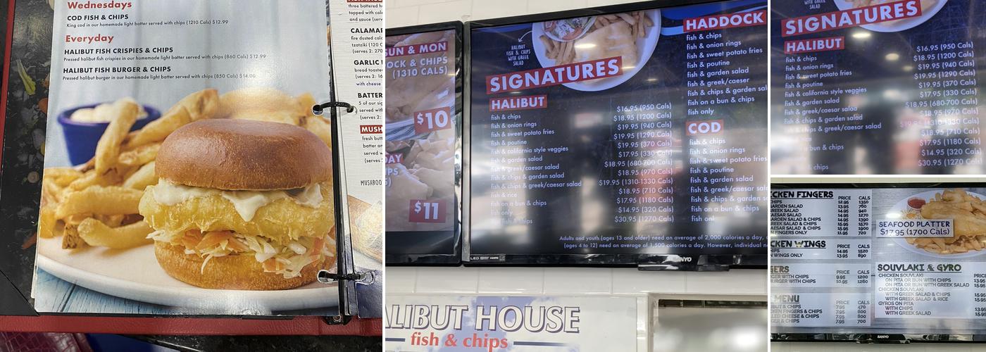 Halibut House Fish and Chips Inc. Menu