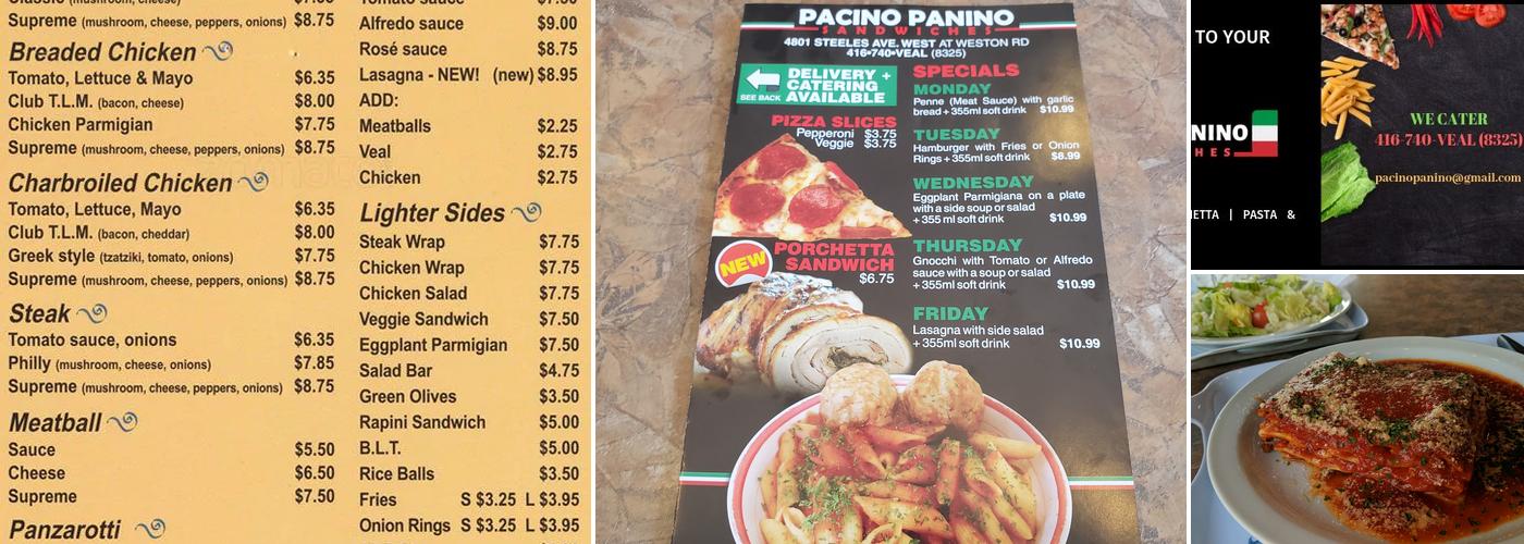 Pacino Panino Sandwiches Menu