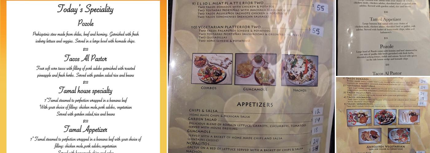 El Sol Menu