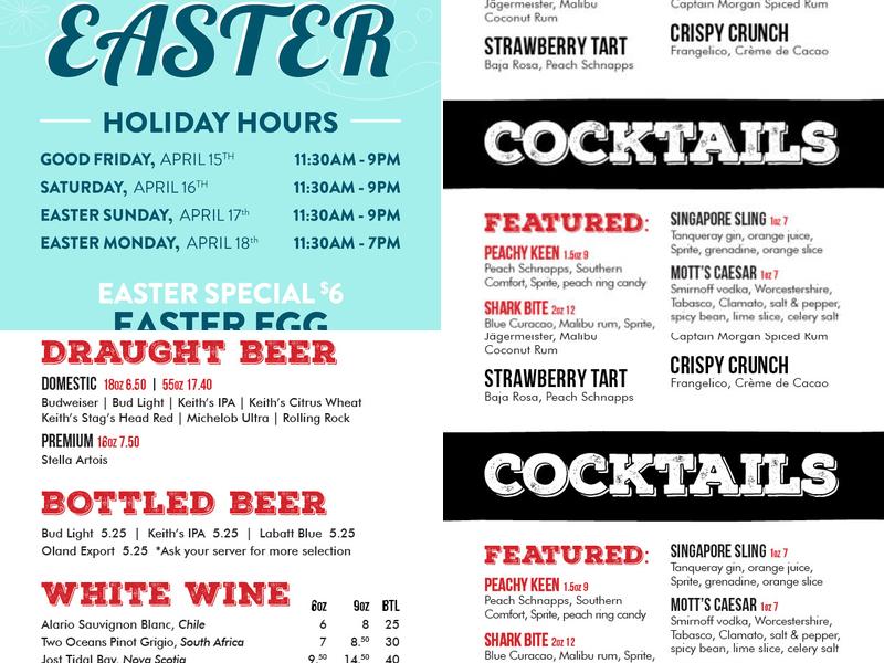 Riverside Pub & Eatery Menu