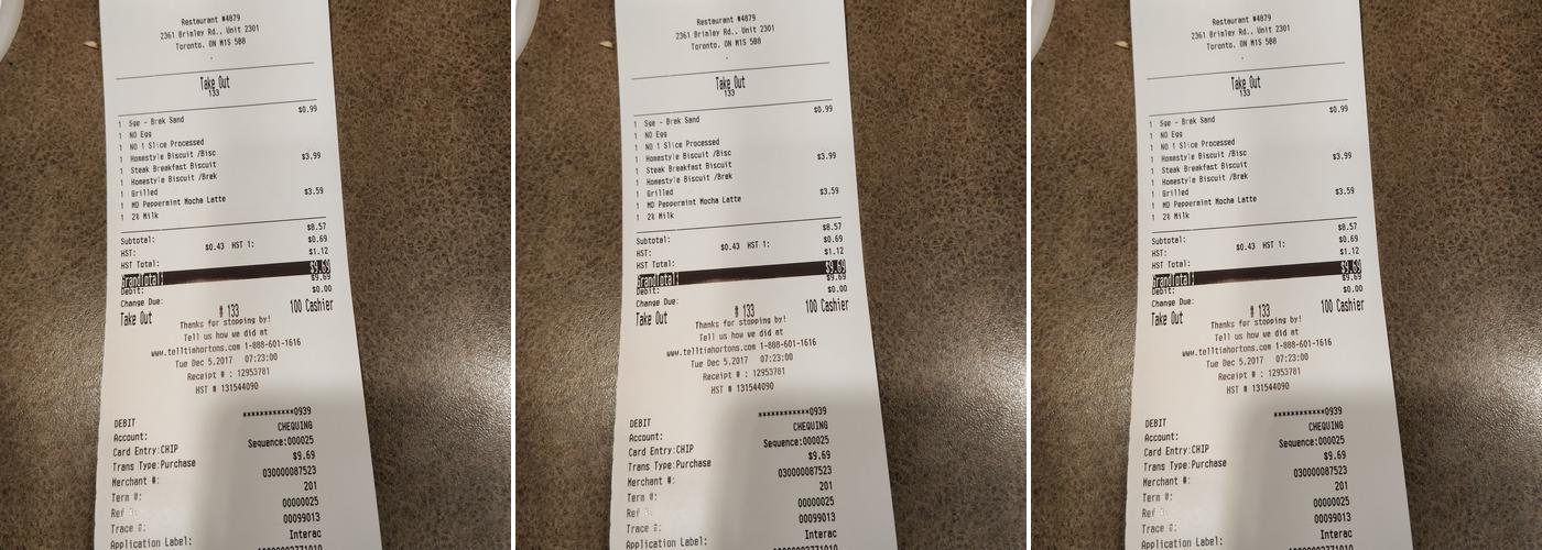 Tim Hortons Menu