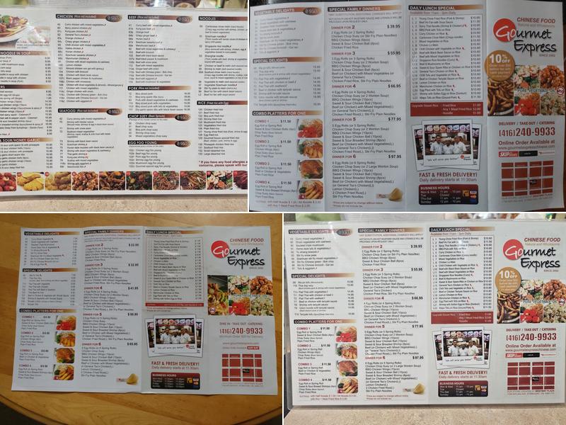 Gourmet Express Menu