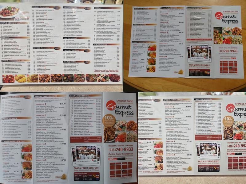 Gourmet Express Menu