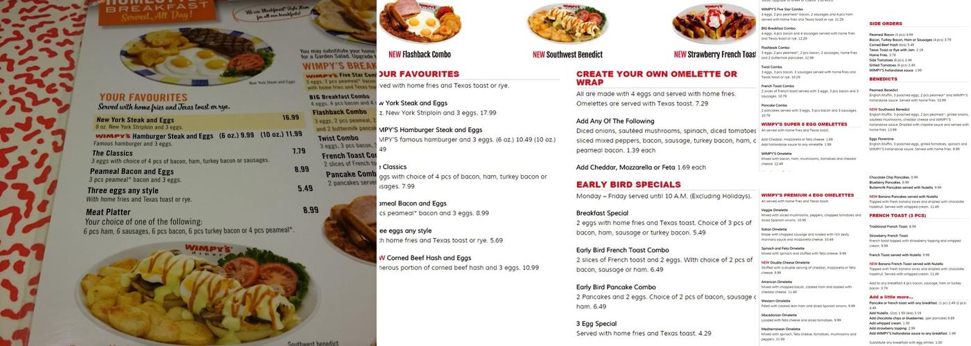 Wimpy's Diner Menu
