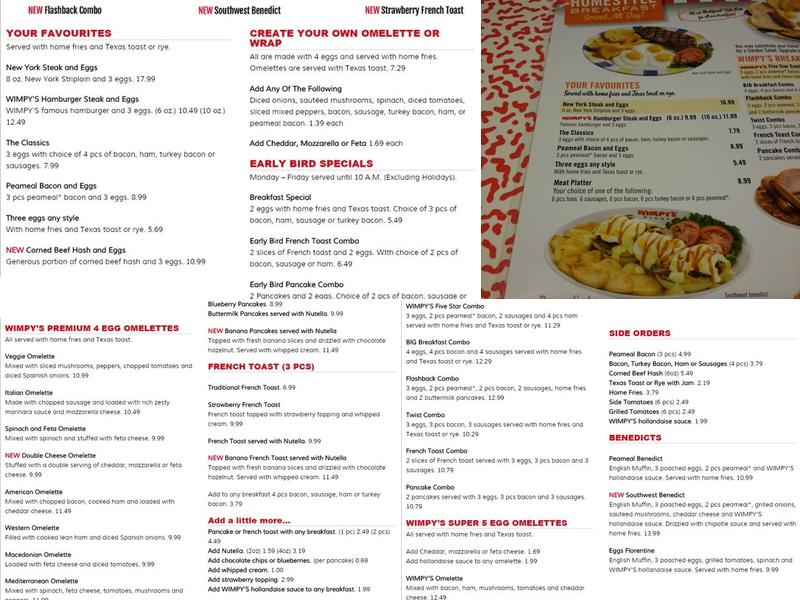 Wimpy's Diner Menu