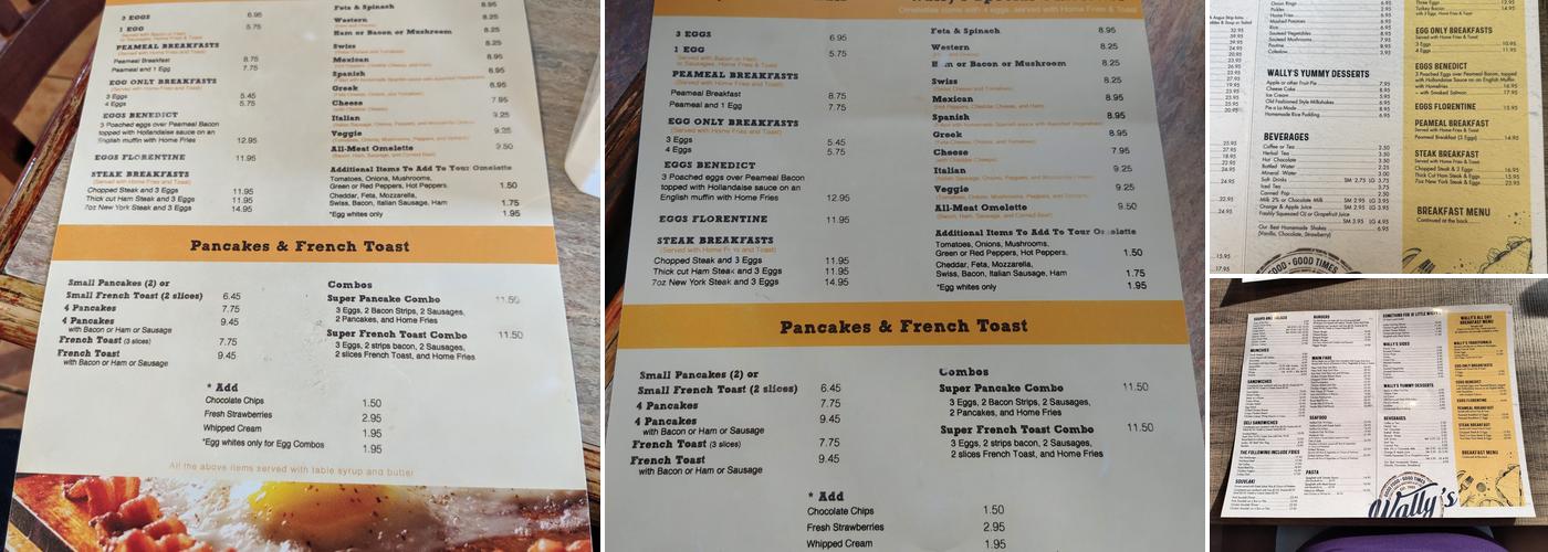 Wally's Grill Menu