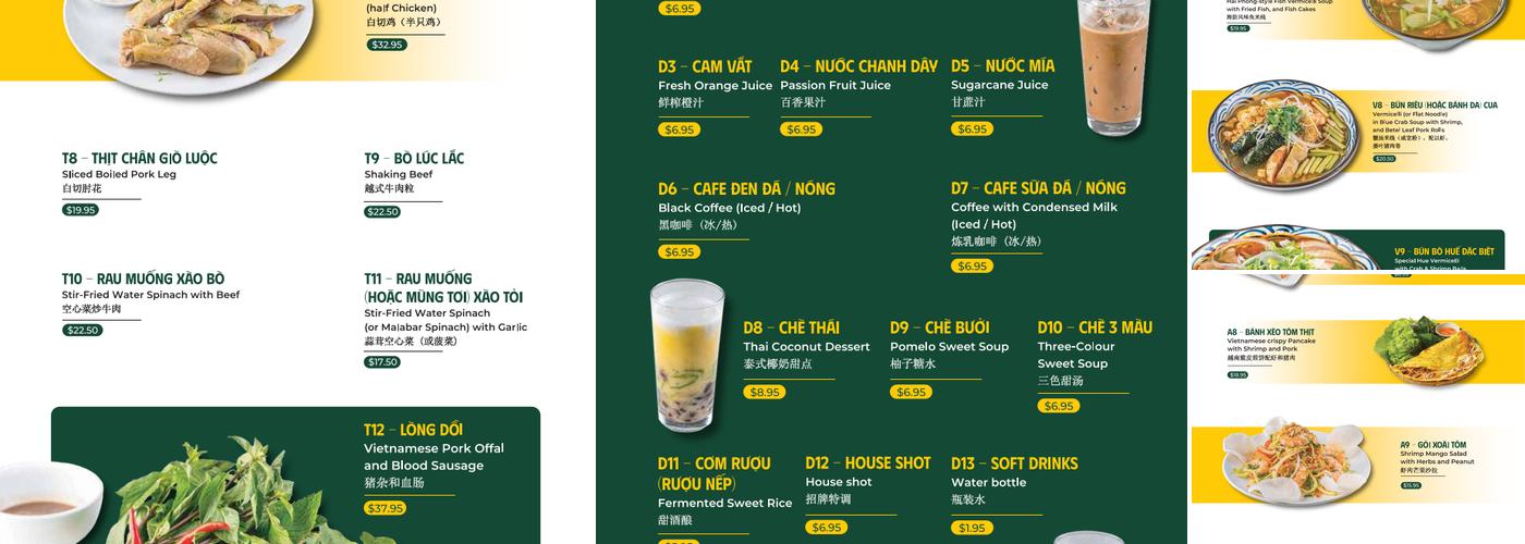 PHỞ LAN Menu