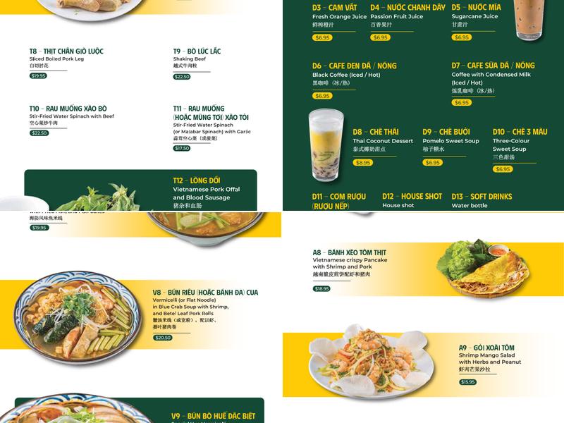 PHỞ LAN Menu