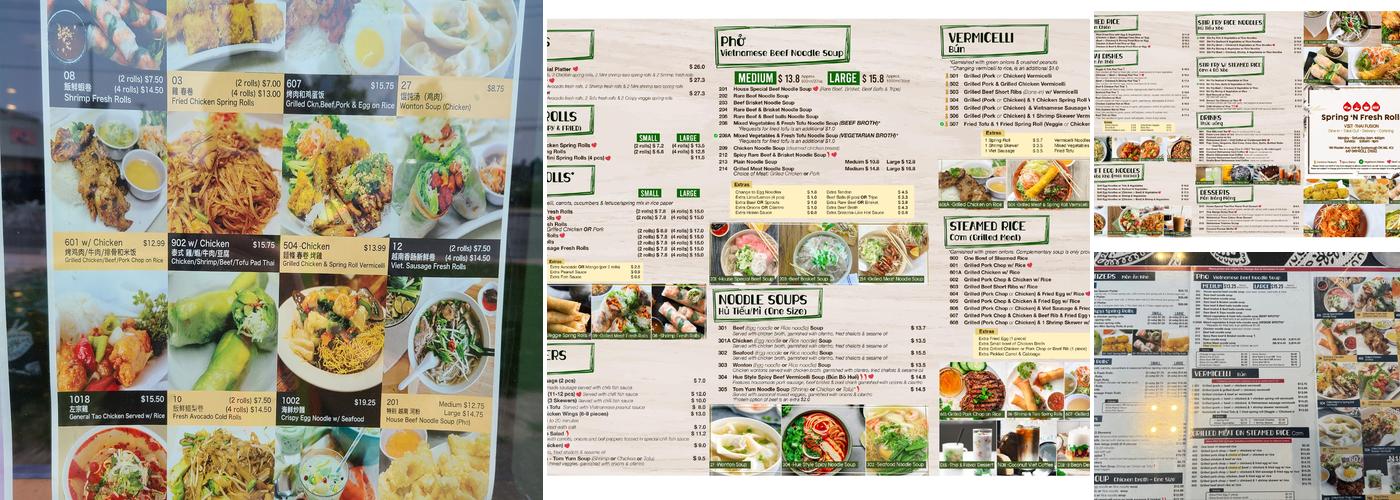 Spring 'N Fresh Rolls Menu