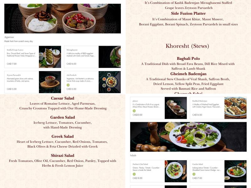 DARBAR PERSIAN GRILL & WINE LOUNGE Menu