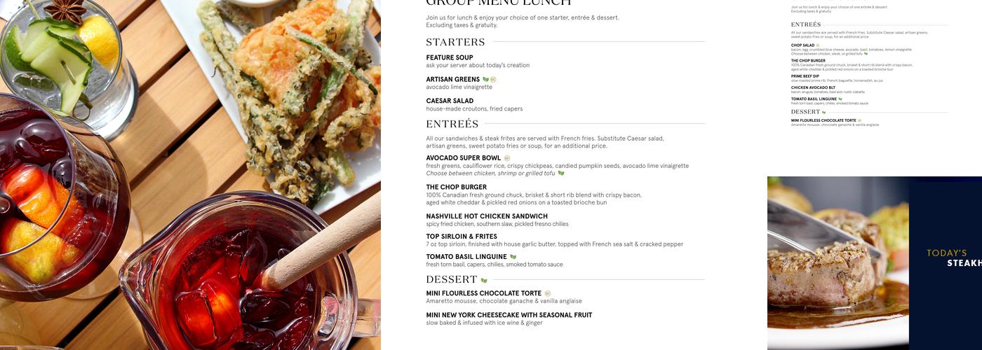Chop Steakhouse & Bar Menu