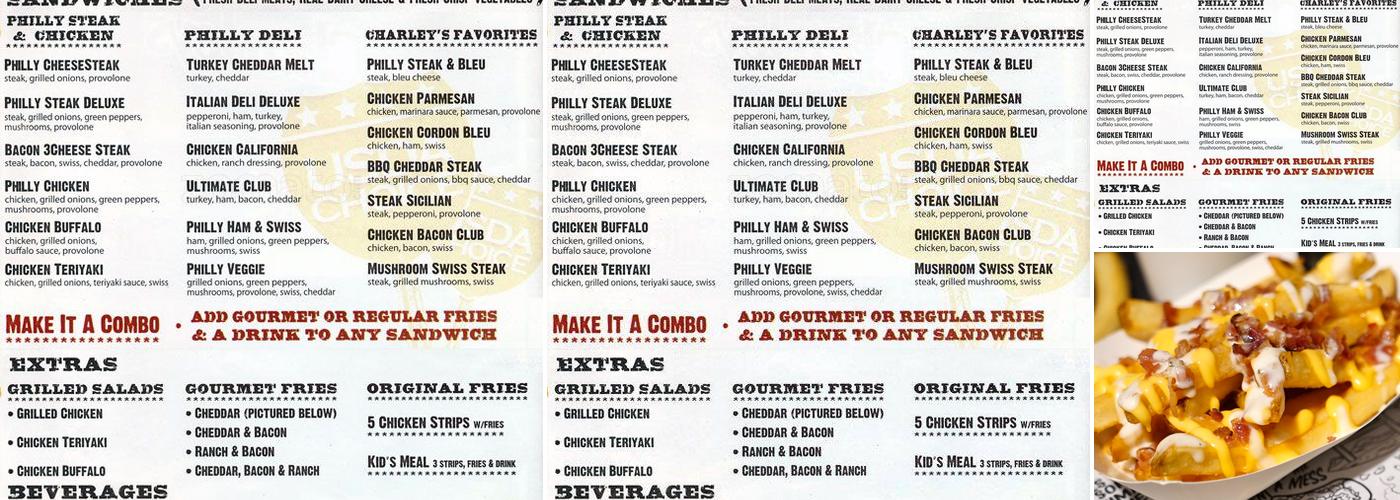 Charleys Cheesesteaks Menu