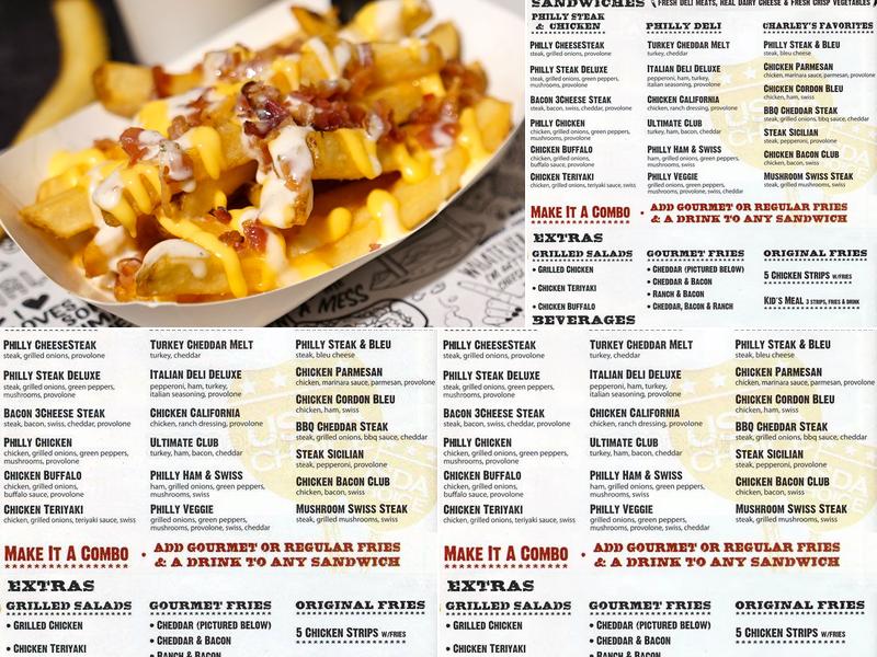 Charleys Cheesesteaks Menu